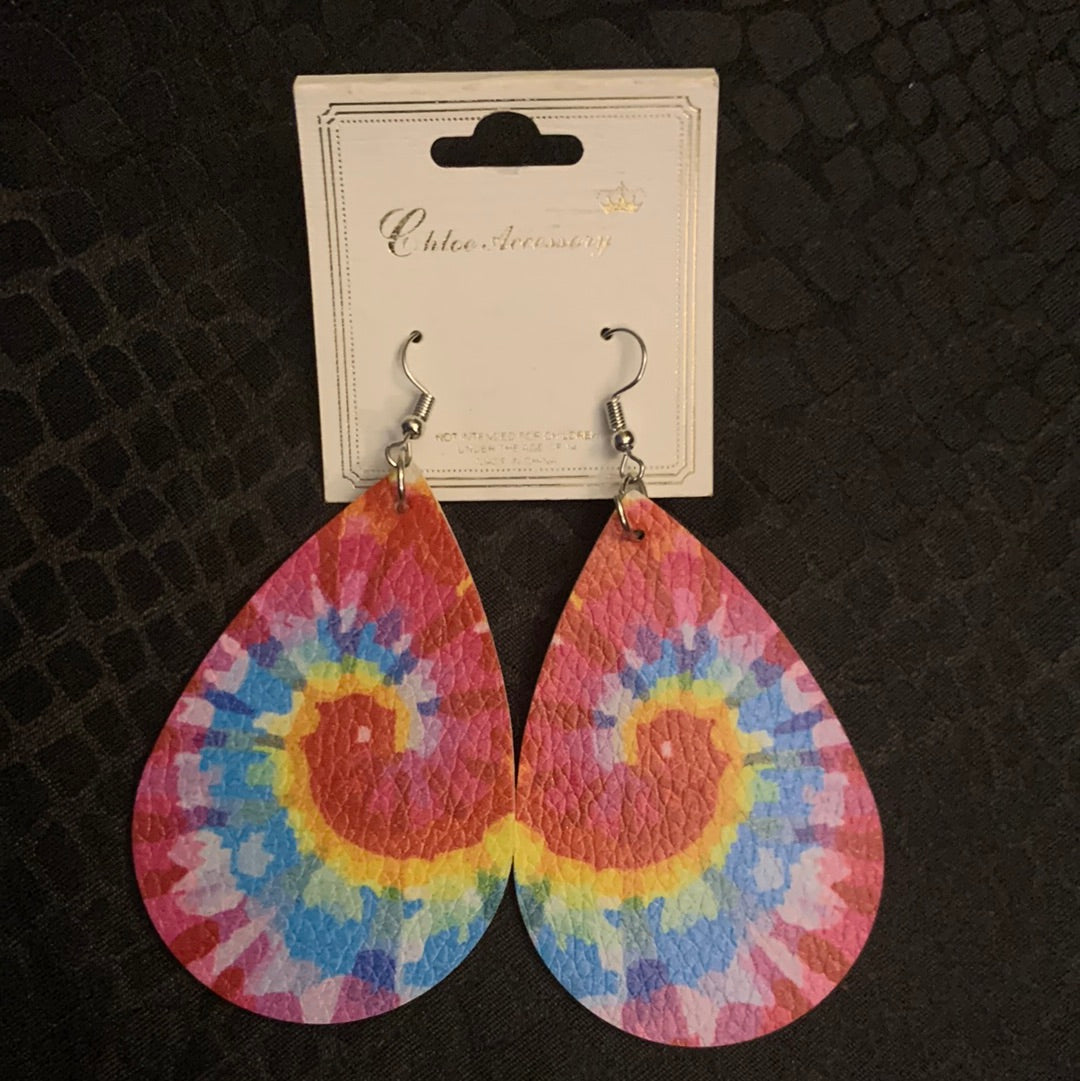 Tie Dye Wood Earrings