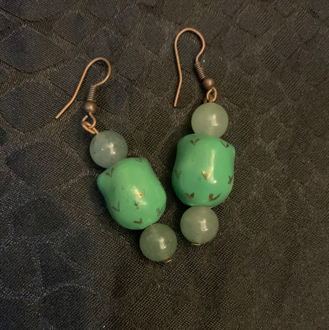 Green Aventurine Owl Earrings