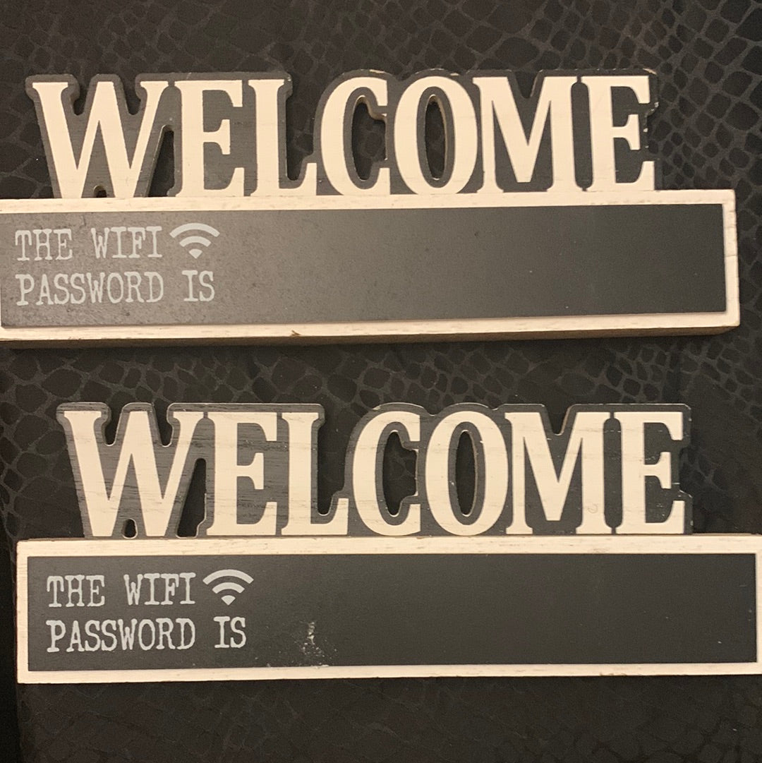 Welcome WiFi Password Wood Block