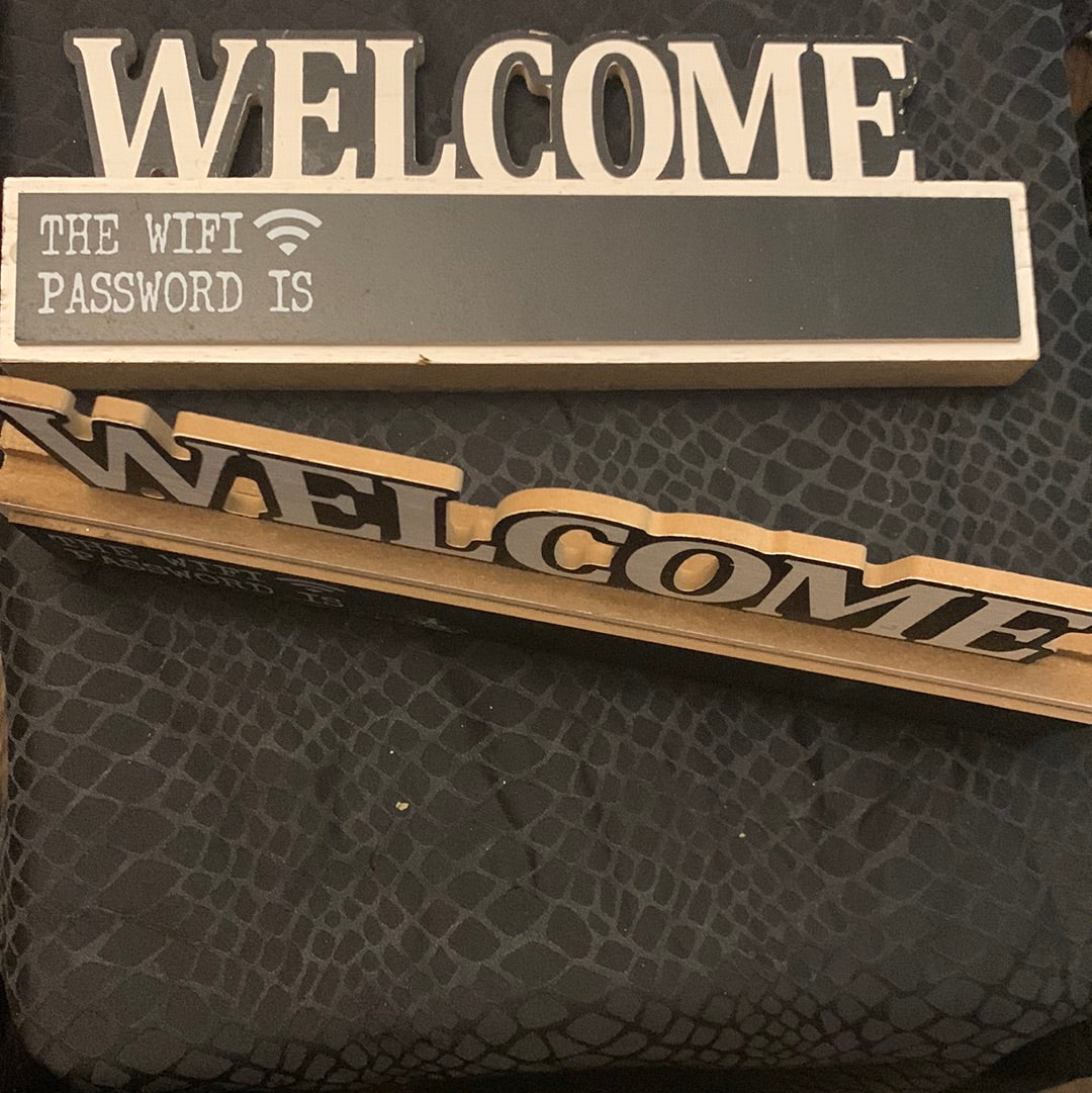 Welcome WiFi Password Wood Block