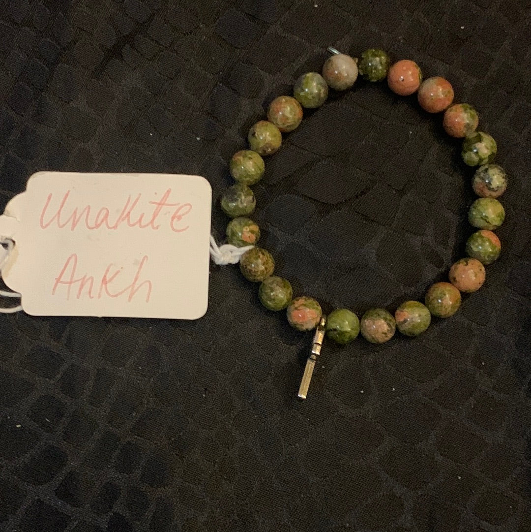 Unakite Crystal Bracelet with Ankh