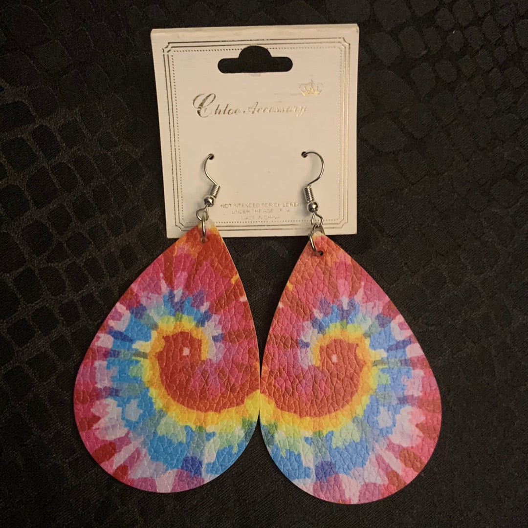 Tie Dye Wood Earrings