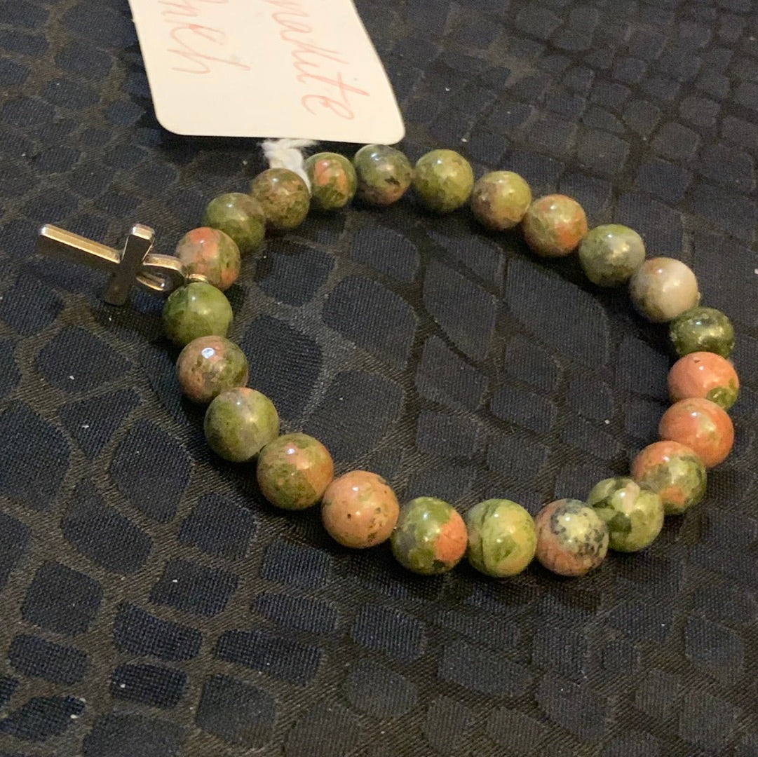 Unakite Crystal Bracelet with Ankh