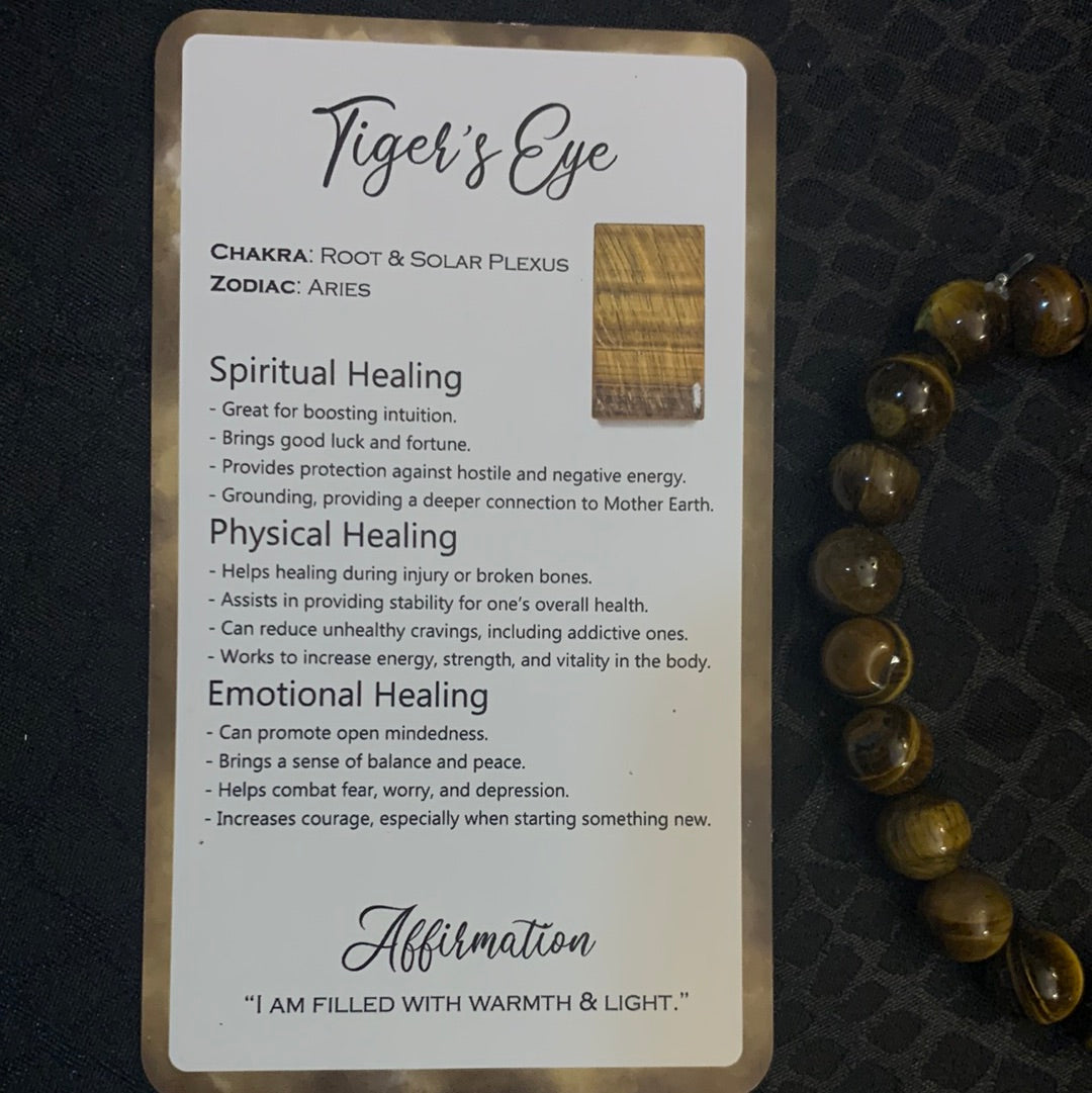 Tiger Eye Crystal Bracelet 10 mm with Zodiac Sign Charm