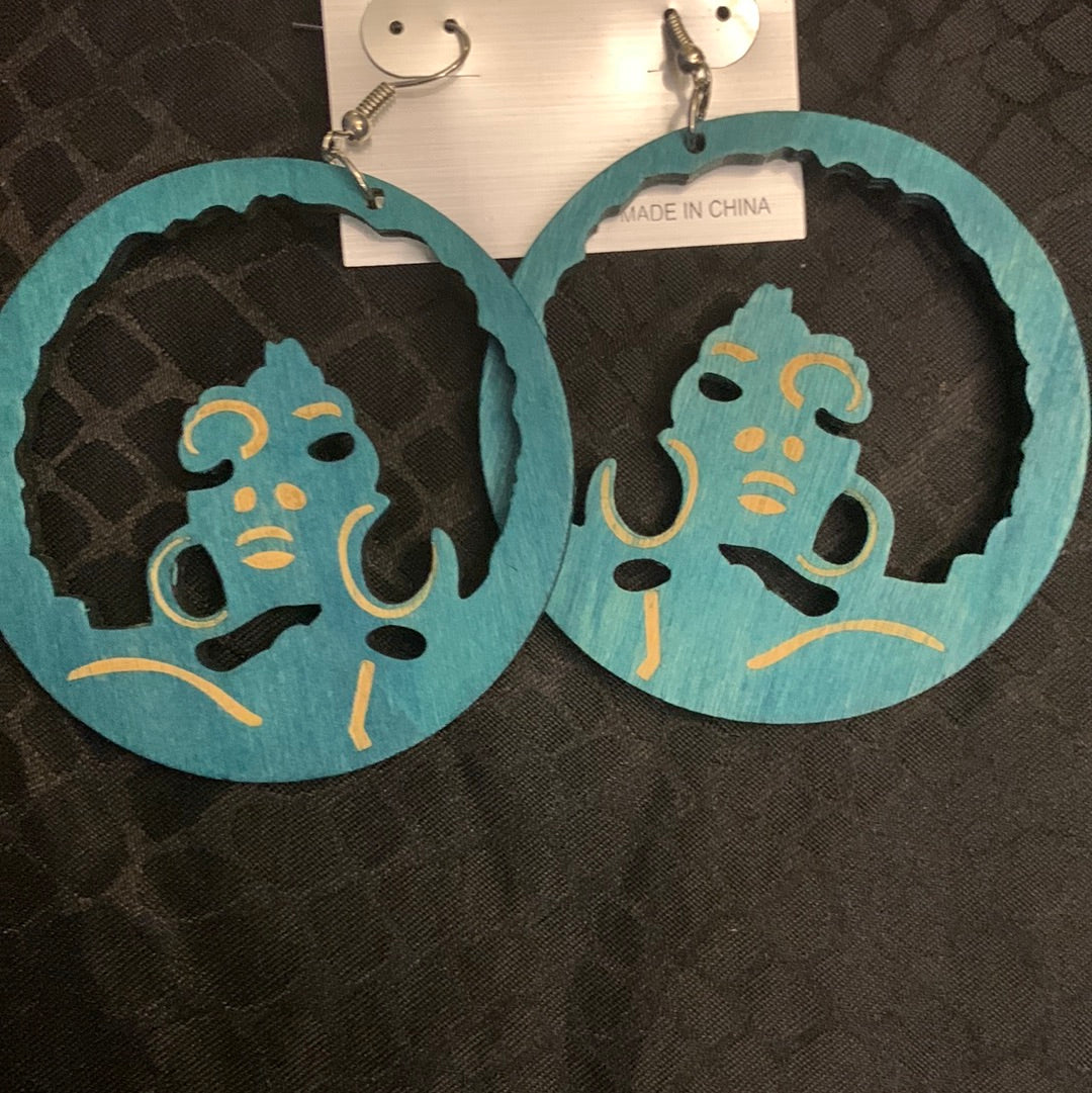 Afro Wood Earrings