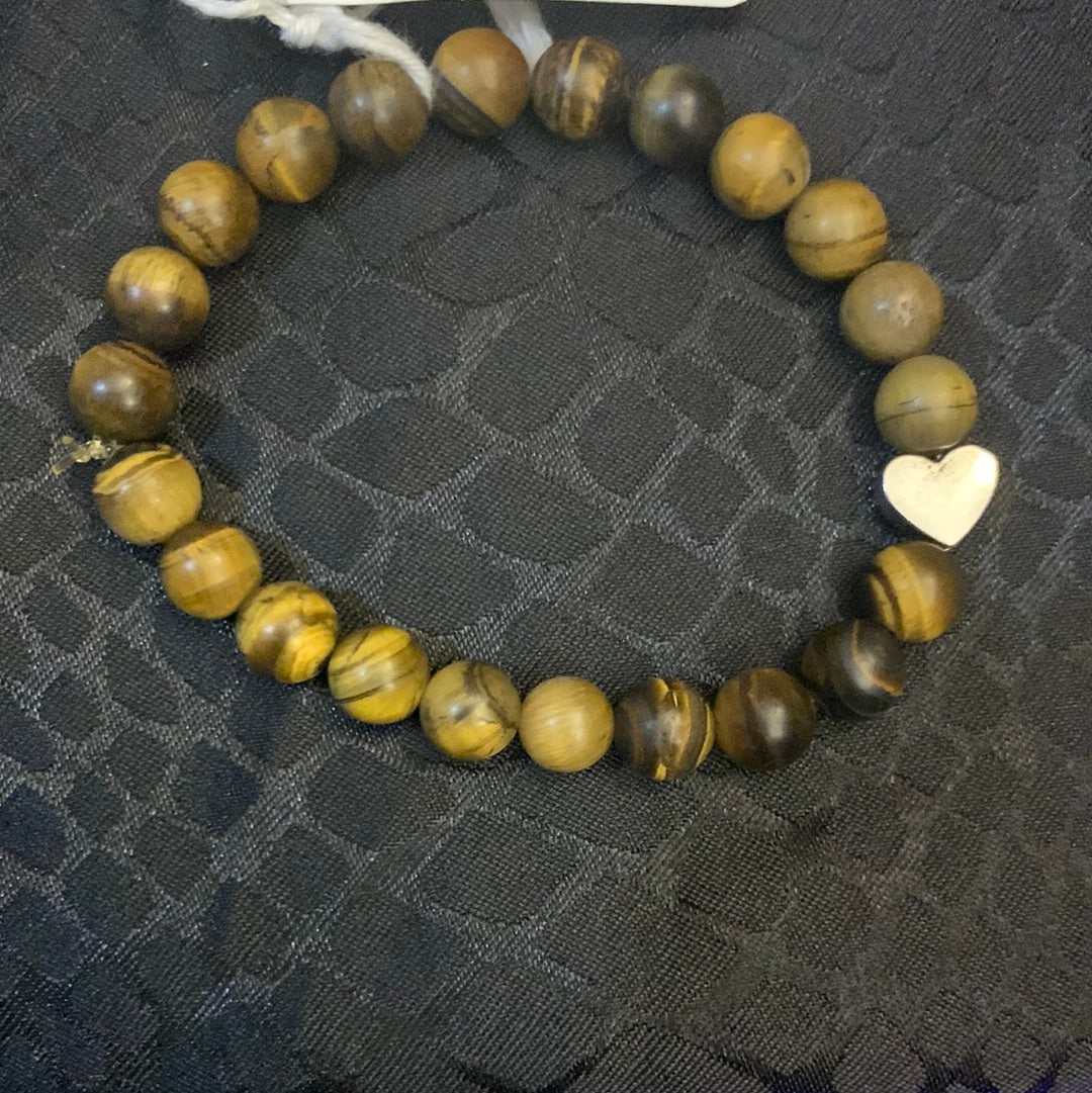 Tiger Eye Copper Wrapped Necklace and Heart Tiger Eye Bracelet