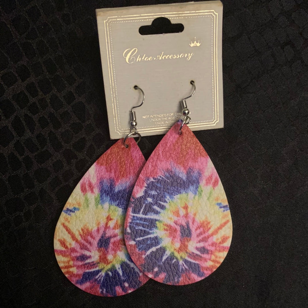 Tie Dye Wood Earrings
