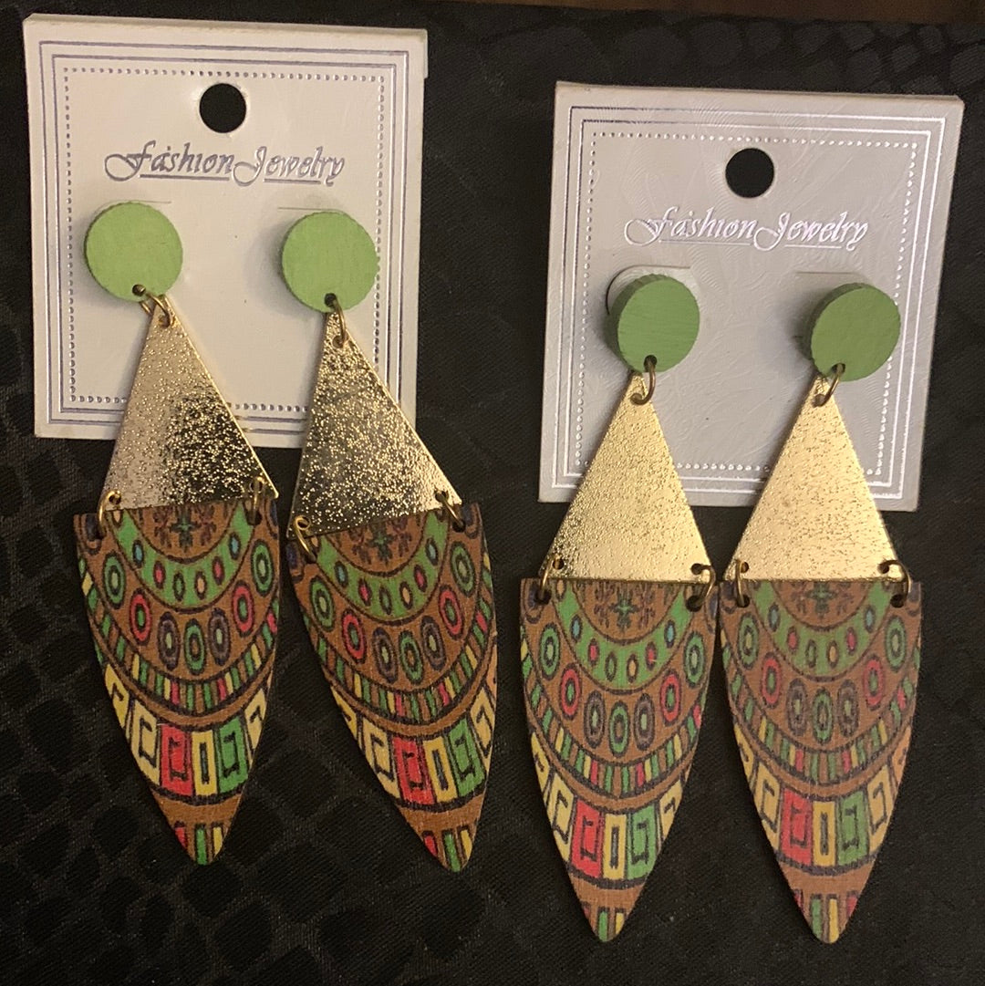 Gold Tone Earrings with African designs