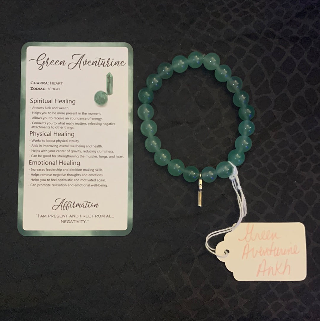 Green Aventurine Bracelet with Ankh
