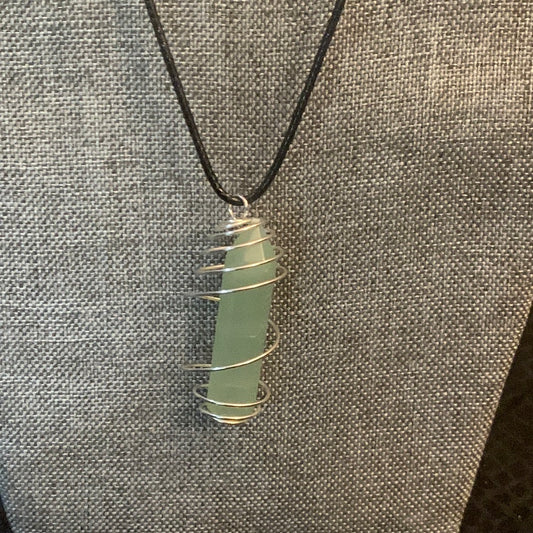 Green Chalcedony Crystal Necklace