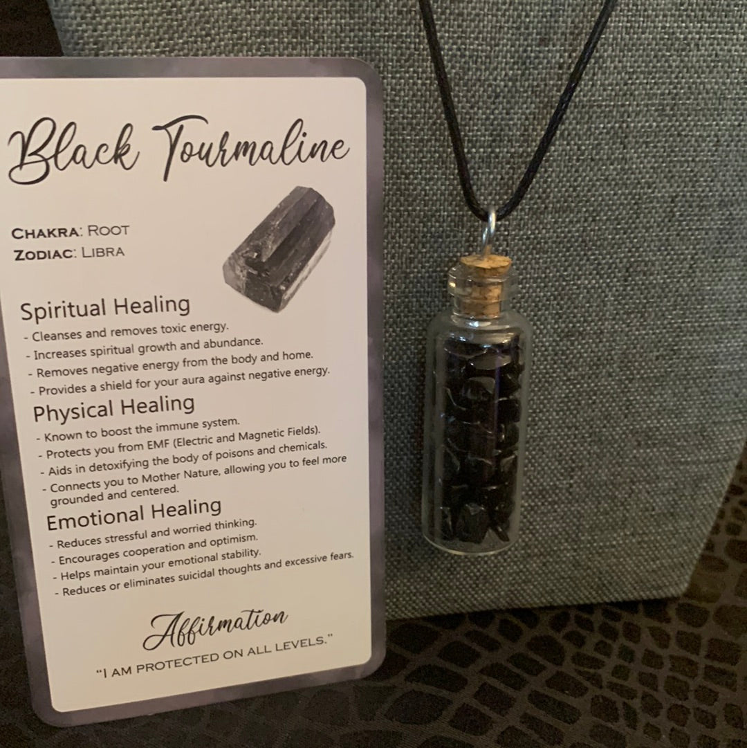 Black Tourmaline Glass Necklace