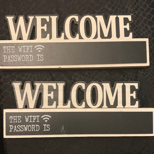 Welcome WiFi Password Wood Block