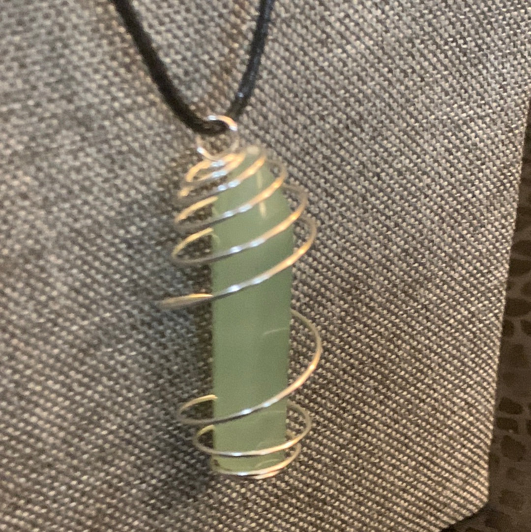 Green Chalcedony Crystal Necklace