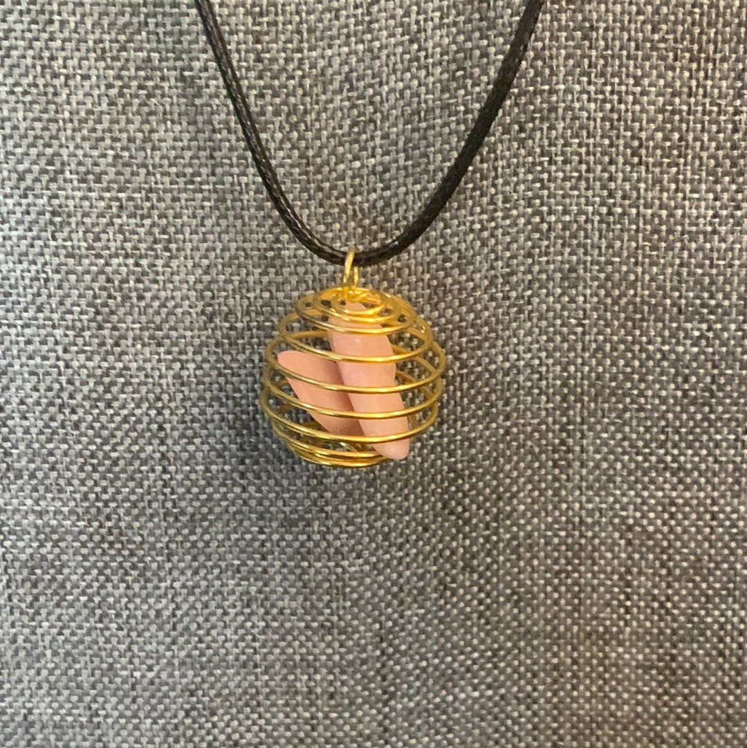 Pink Opal Crystal Necklace