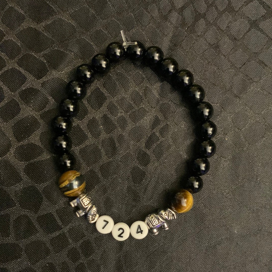 Black Onyx and Tiger Eye Angle Number 724