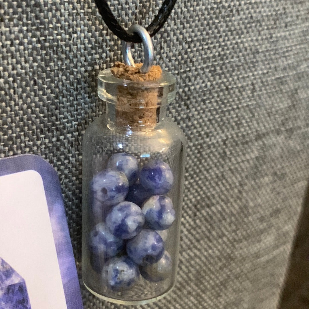 Sodalite Glass Bead Necklace