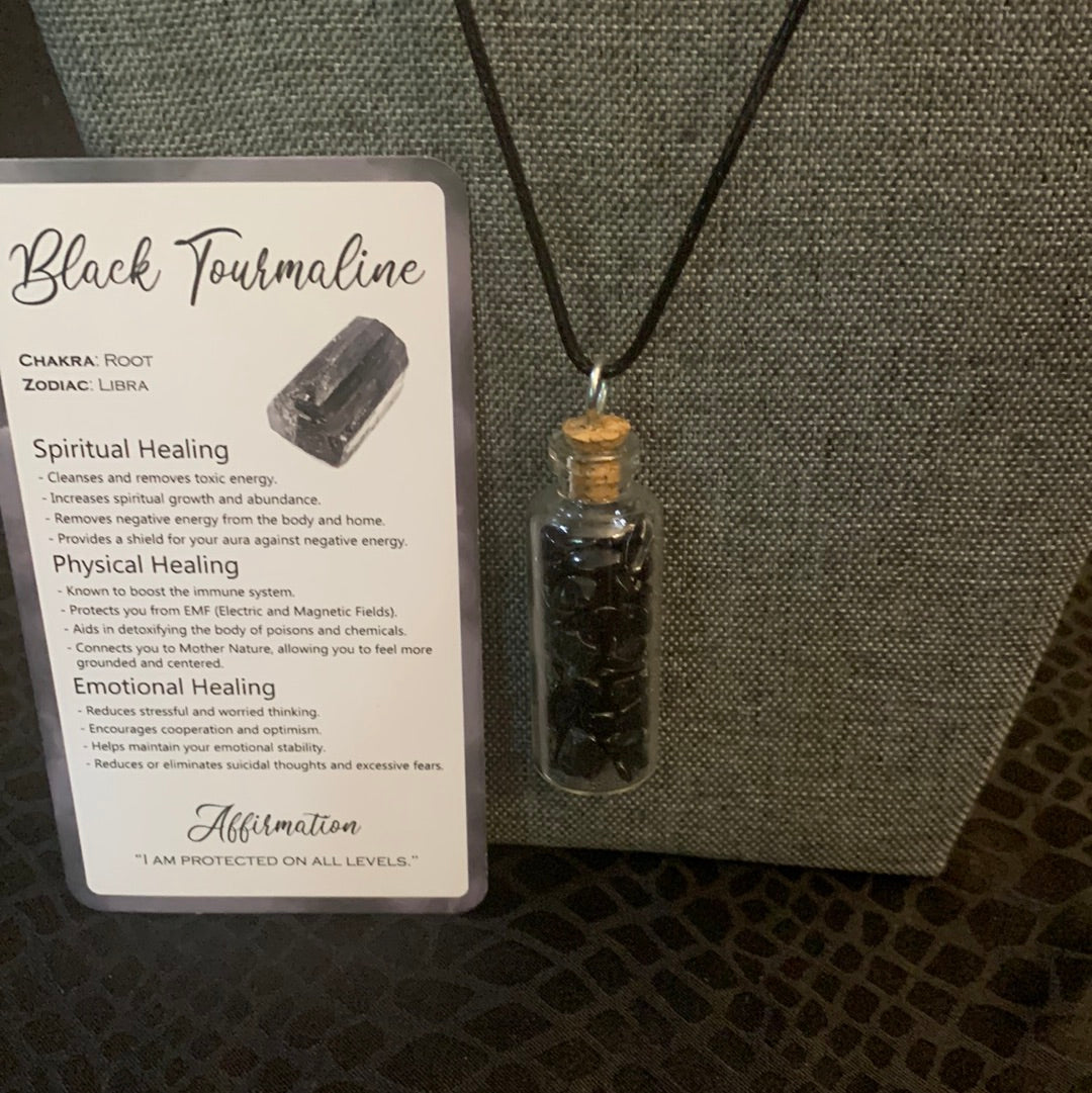 Black Tourmaline Glass Necklace