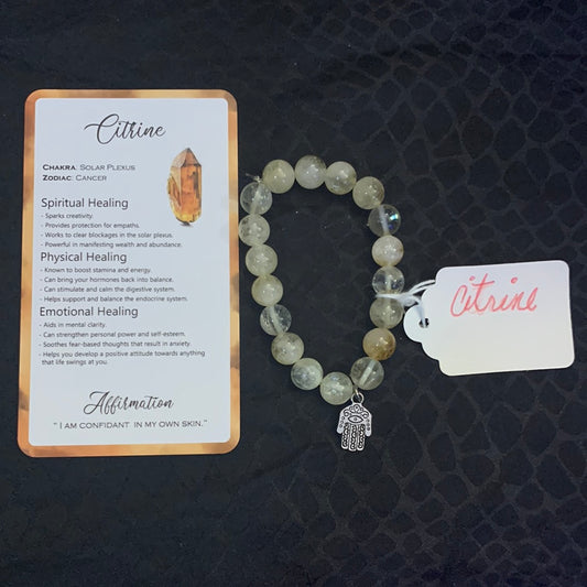 Citrine Bracelet with Hamsa Hand of Protection