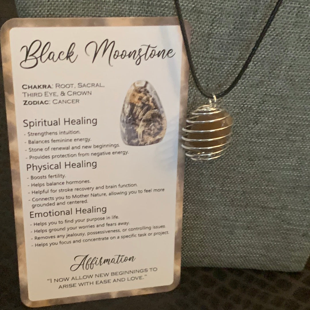 Black Moonstone Crystal Necklace