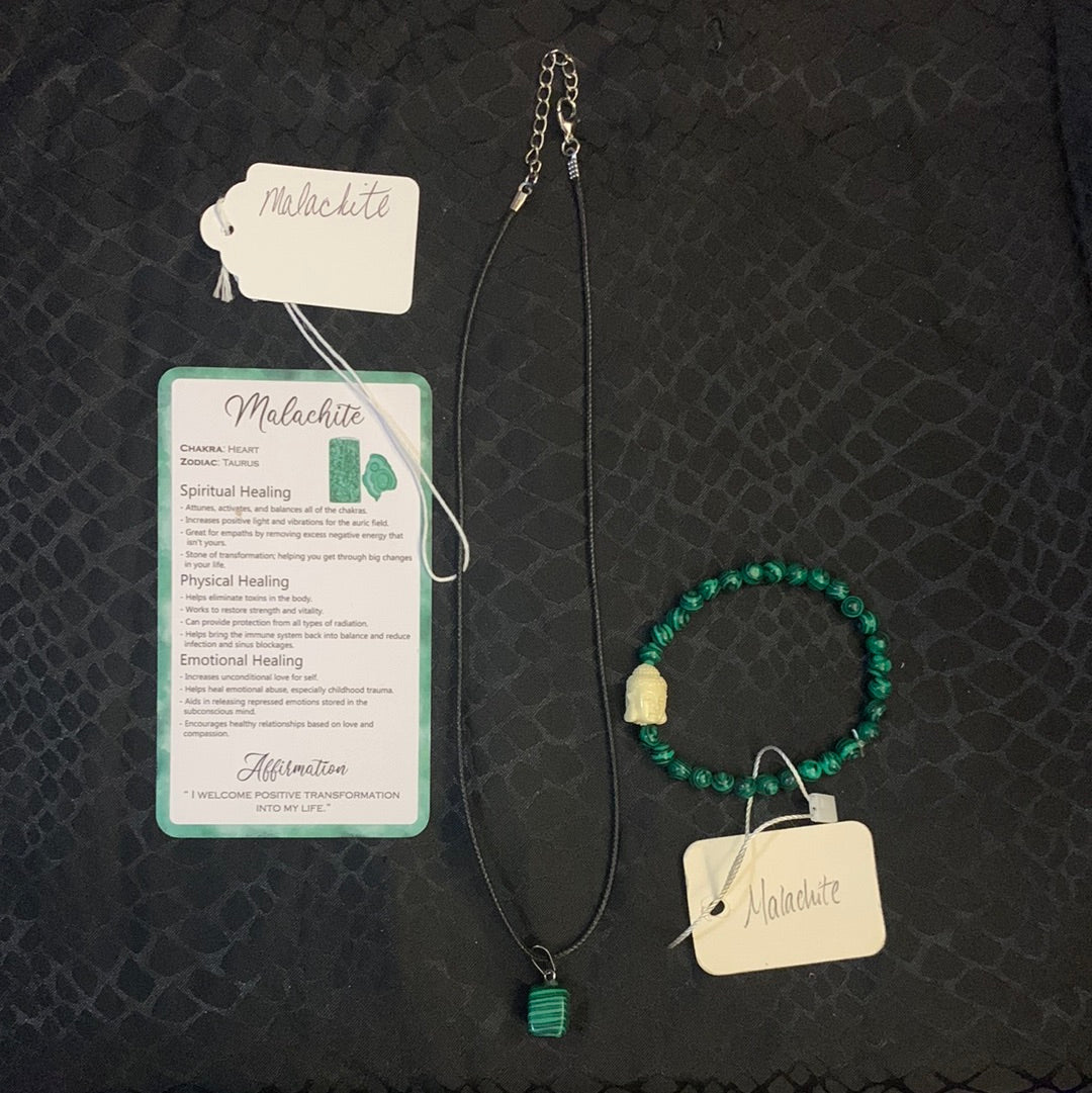 Malachite Necklace and Bracelet Set