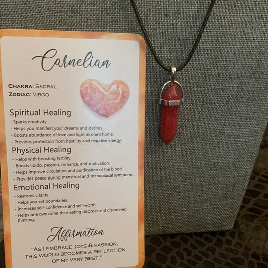 Carnelian Crystal Necklace