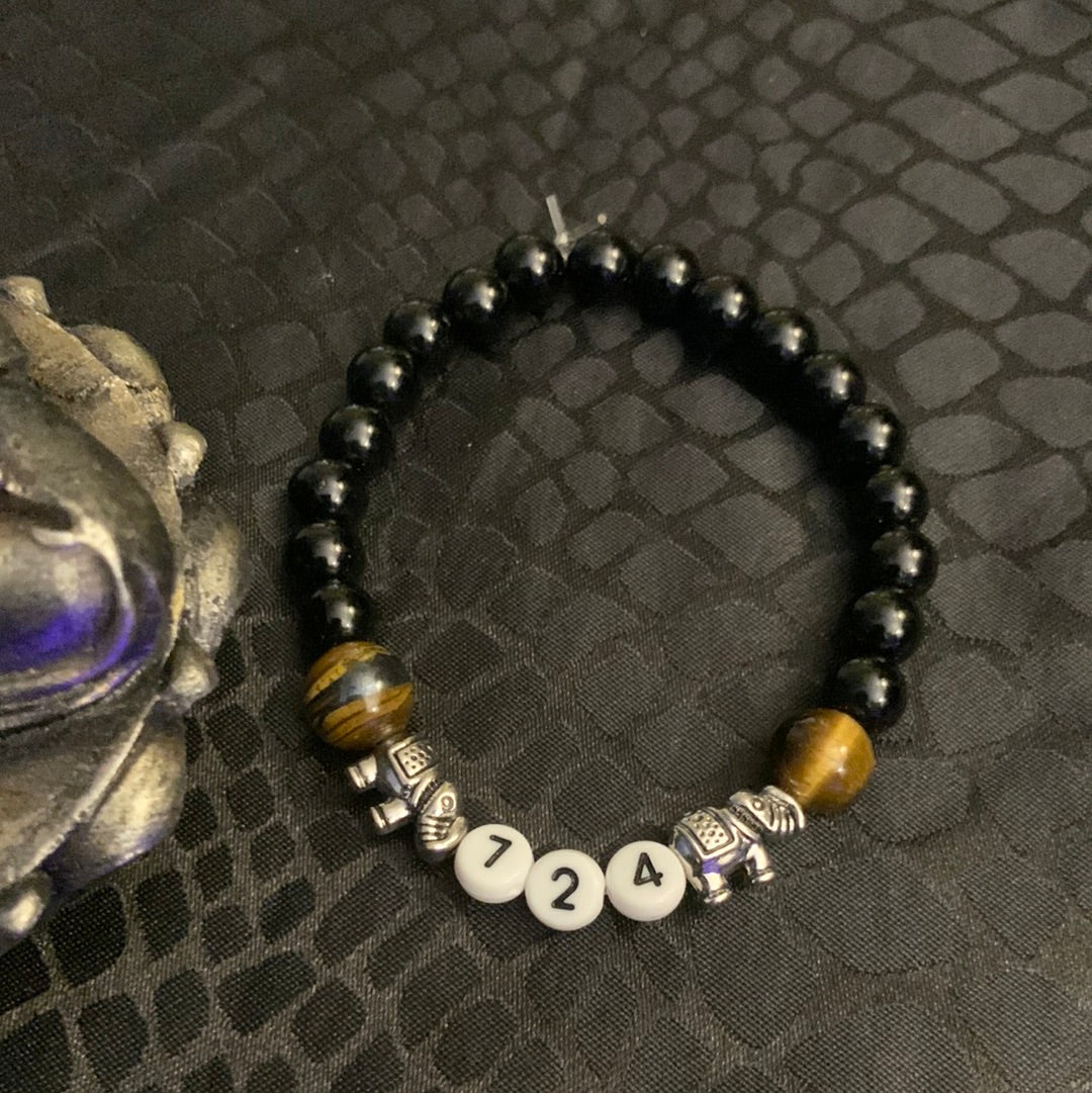 Black Onyx and Tiger Eye Angle Number 724