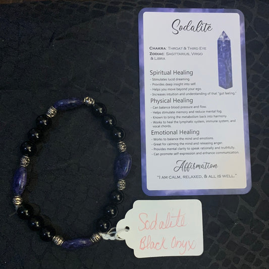 Sodalite and Black Onyx Crystal Bracelet