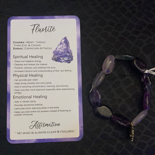 Fluorite Bracelet with Family Tree Charm